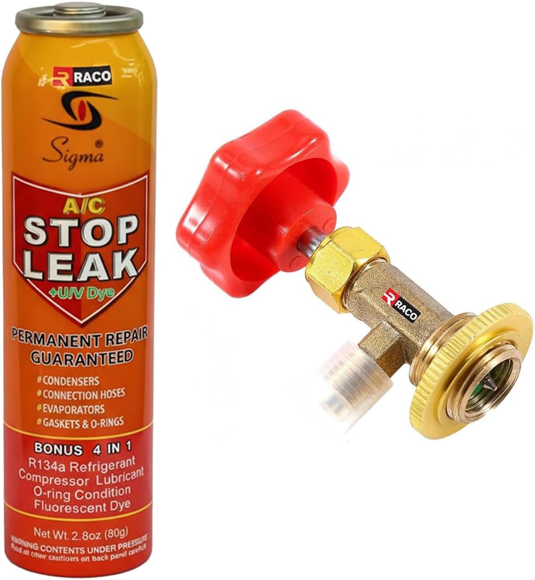 RACO Sigma Car Air Conditioner Stop leak Seal 80g | Repair R134A Refrigerant and Oil Leaks in Air Conditioning Systems + Open Valve CT-339
