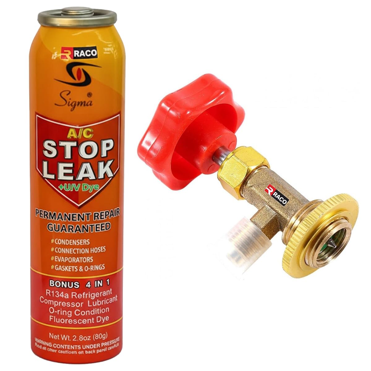 RACO Sigma Car Air Conditioner Stop leak Seal 80g | Repair R134A Refrigerant and Oil Leaks in Air Conditioning Systems + Open Valve CT-339