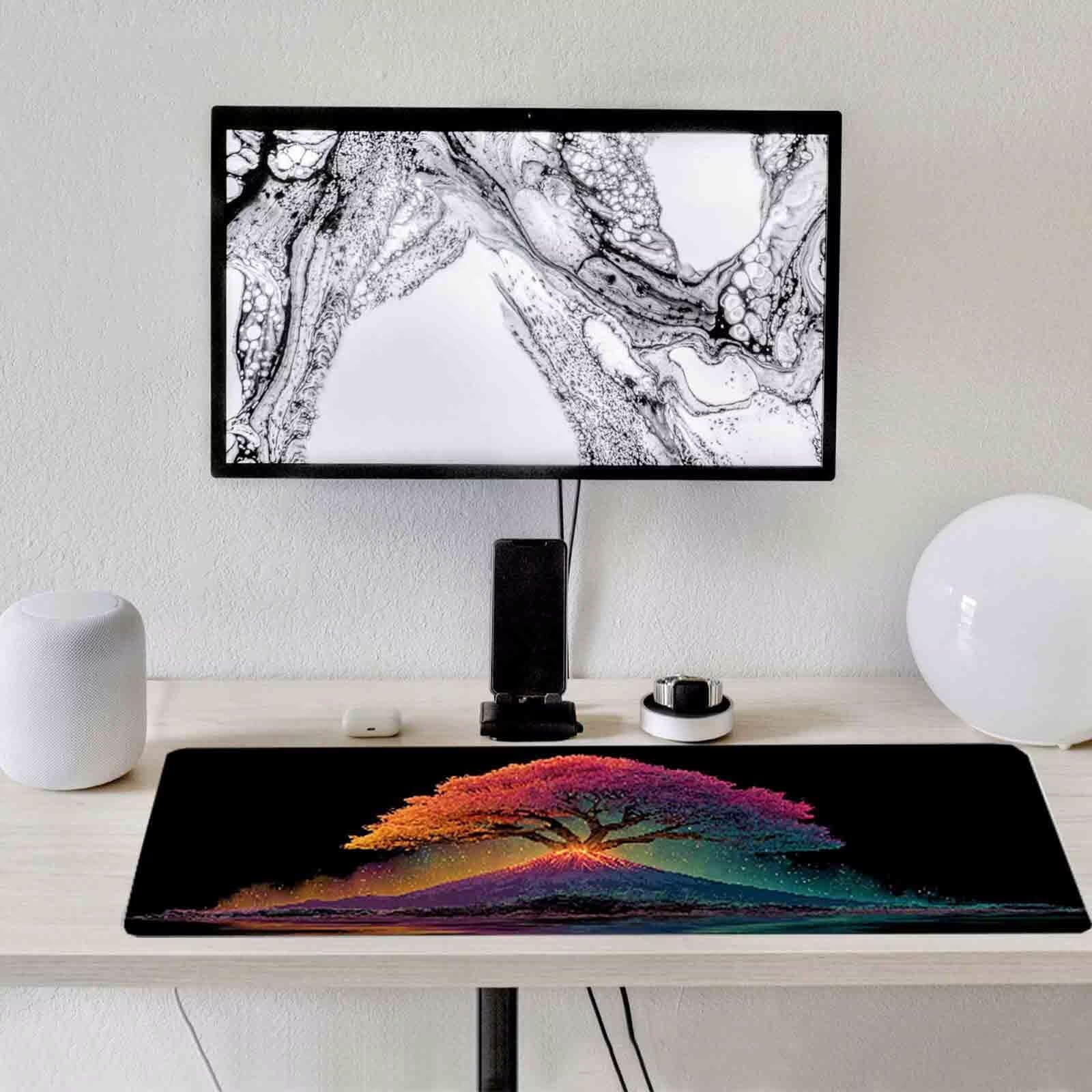 Różowa podkładka pod mysz z drzewem XXL 1000 x 500 mm podkładka pod mysz z przeszytymi krawędziami i gumową podstawą antypoślizgowa podkładka pod mysz XXL do gier, laptopa, akcesoria biurowe u1843