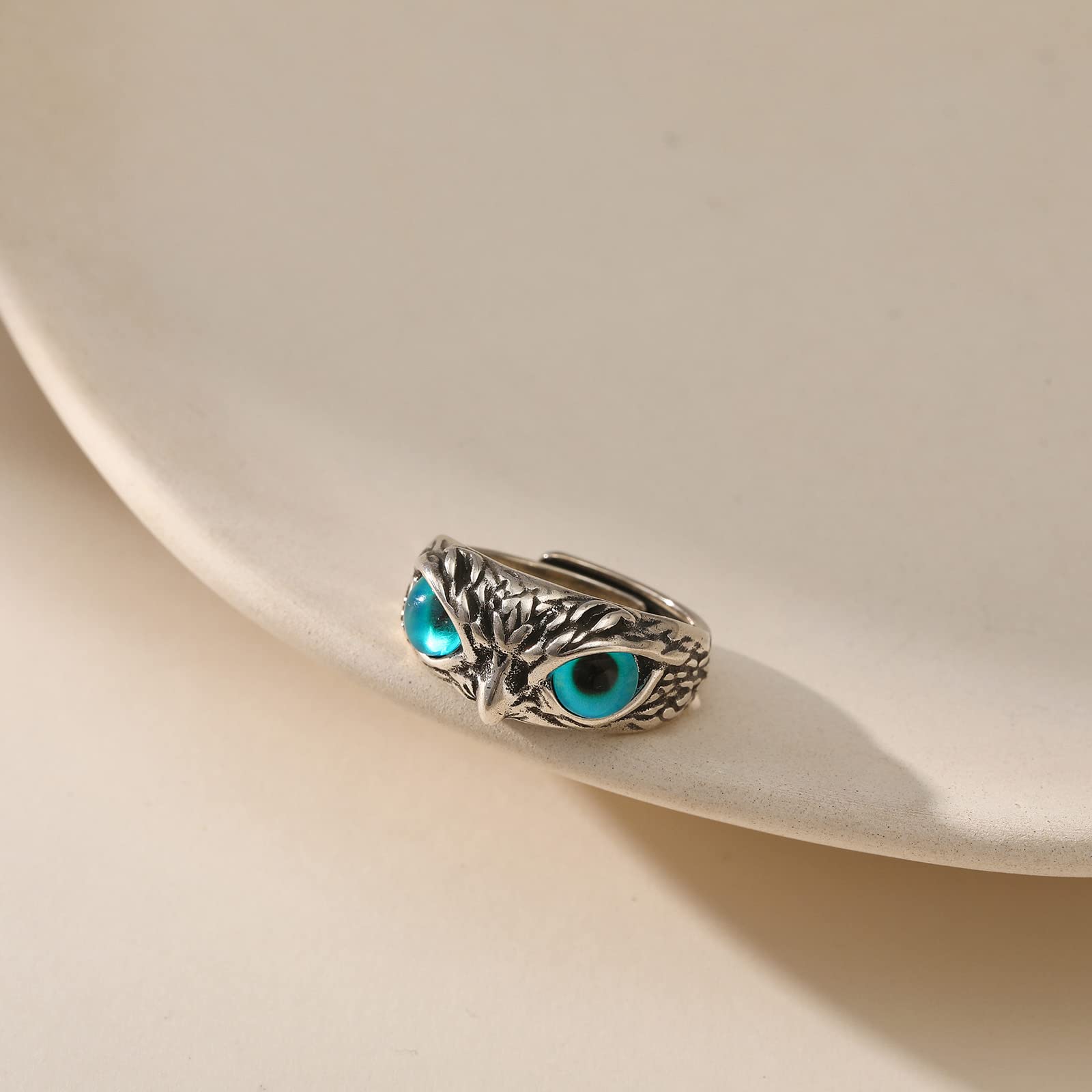 Anillo de ojo de demonio, anillo abierto retro, ajustable, gótico, personalizado, para hombre, joyería vintage de la suerte, chapado, Plástico. 5