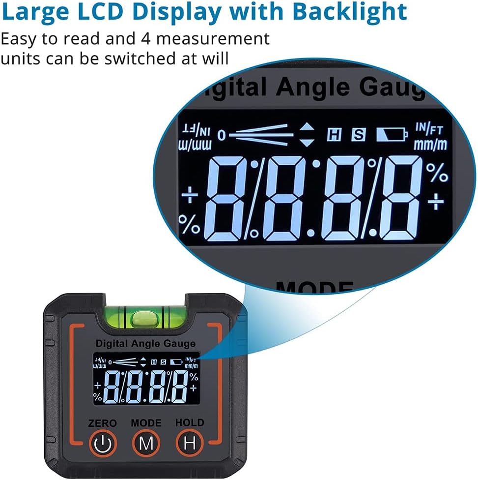 JSEIAJB Digital Angle Gauge Level Box Protractor Angle Finder Inclinometer with Base with Level Bubble Vial Protractor