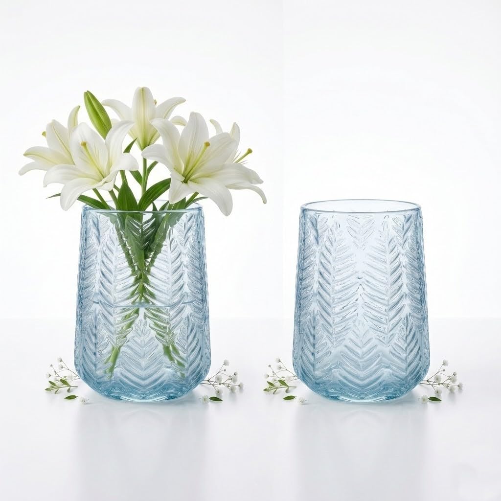 Blue Decorative Glass Flower Vase for Living Room, Balcony & Home Decor-image-30