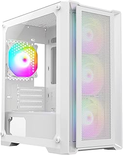 CiT Vento Micro-ATX PC Gaming Case M/ATX with Mesh Front Panel & Tempered Glass Side Panel with 3 Front ARGB PWM Fans & 1 Rear ARGB PWM Fan Included | White