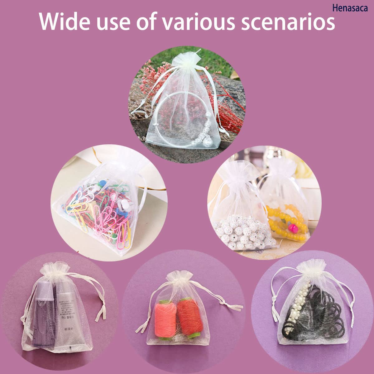 100 White Organza Bags 3x4 Inches - Small Drawstring Gift Bags For Wedding Candy Jewelry