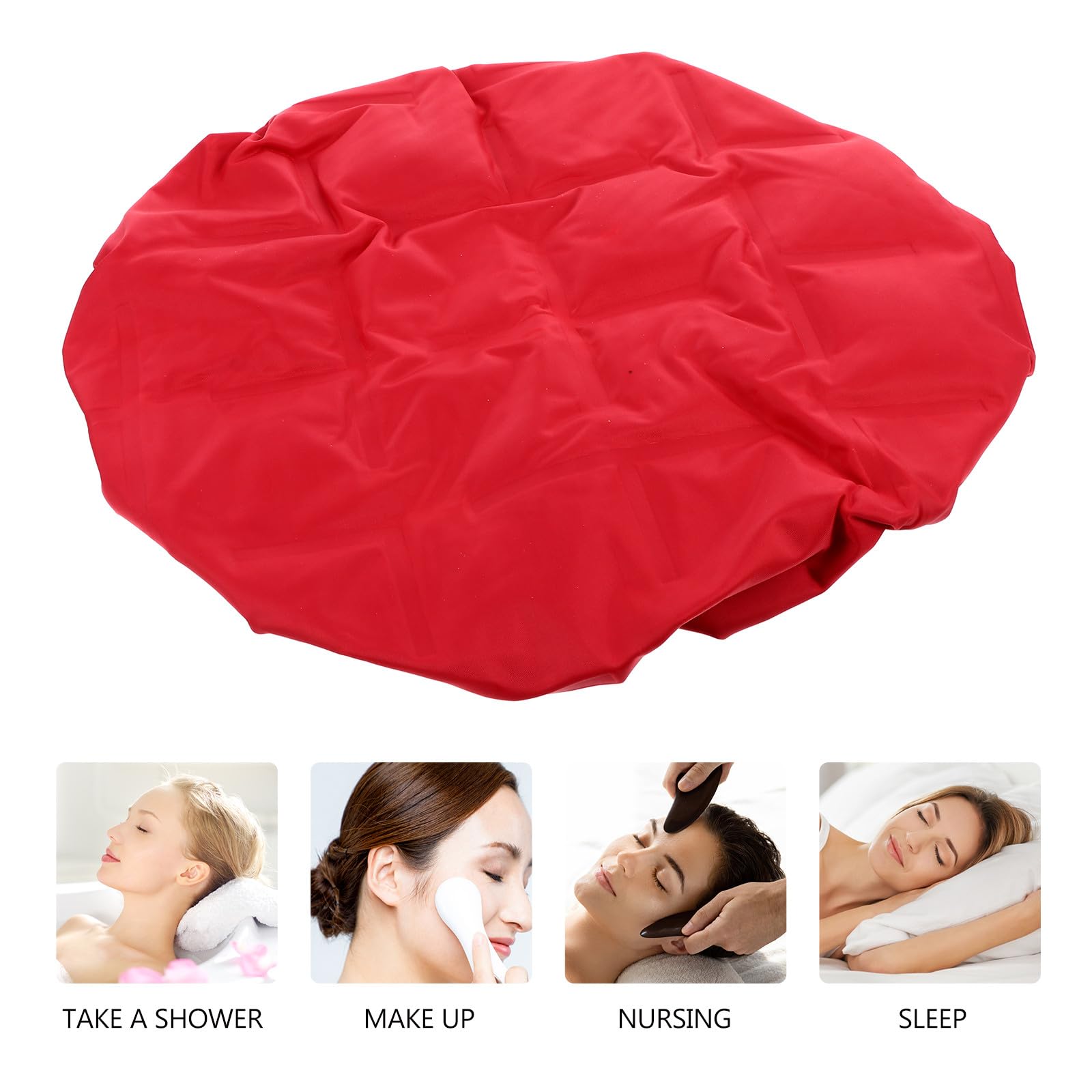 STOBAZA Gorro Térmico para Hidratación Profunda Calentado en Microondas y Acondicionamiento Capilar Profesional para Cabello Gel y Tejido Rojo en Peluquería