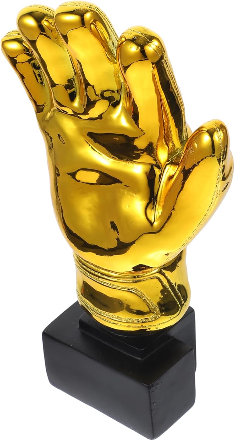 Goalkeeper Gloves Trophy Golden Resin Award for Soccer Match for School Kindergarten Office Recognition Winner Trophies for Celebrating Achievements