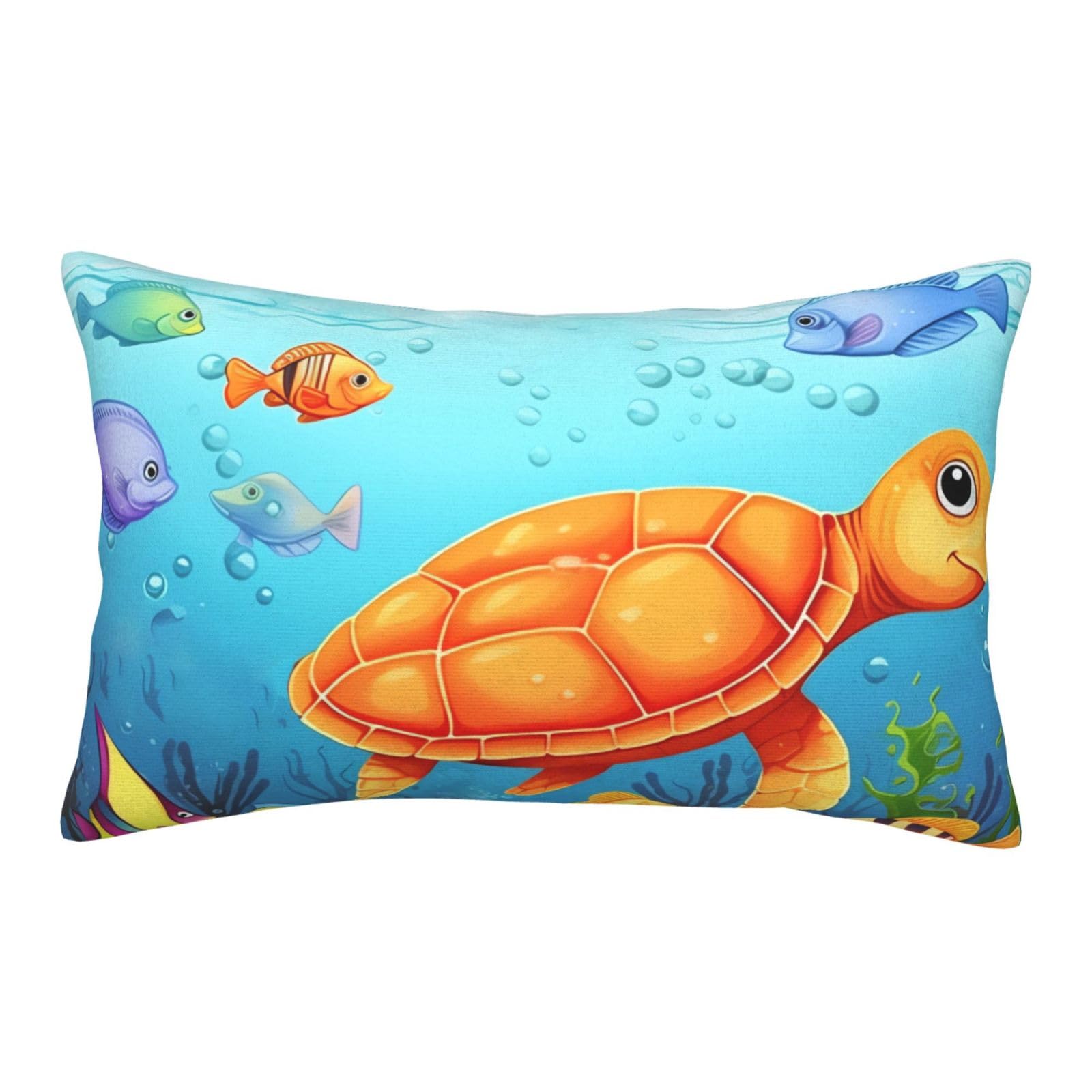 Velvet Pillowcases 14"x20" Ultra Soft Breathable Pillow Cases, Luxury Fuzzy Throw Pillow Covers with Zipper, Turtle and Fish Pillow Shams All Seasons Decorative Cushion Cases for Couch