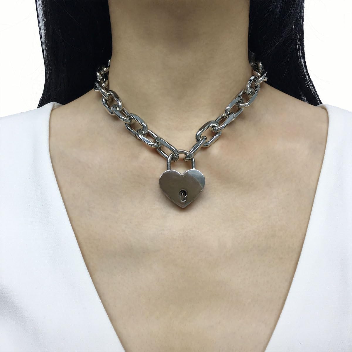 Succuba Padlock Necklace Chain Collar Choker with Two Keys and Box for Women, Men and Pet - Image 5