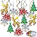 Christmas Decorations Hanging Swirl 30 Packs Xmas Decorations Merry Christmas Elk Sliver Snowflake Green Christmas Tree Golden Jungle Bell Glitter Foil Ceiling Hanging String Garland