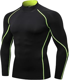 Men's Long-Sleeve Functional Shirt Breathable Running T Shirts Base Layer Gym Shirt Fitted Crew Sports Top Sun Protection Hiking Fishing Shirt Quick Dry Shirt Thermal Workout Fitness Undershirt