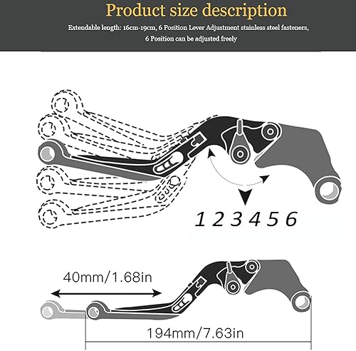 Miniatura 2 de PRASHANT Palanca de embrague de motocicleta y freno para XJ6N XJ6 2009-2015 motocicleta CNC frenos ajustables plegables extensibles embrague palanca