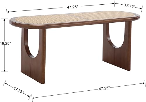 Miniatura 2 de ZSARTS Banco de mimbre de ratán para mesa de entrada, banco de madera otomana para el extremo de la cama, sala de estar, comedor, dormitorio,