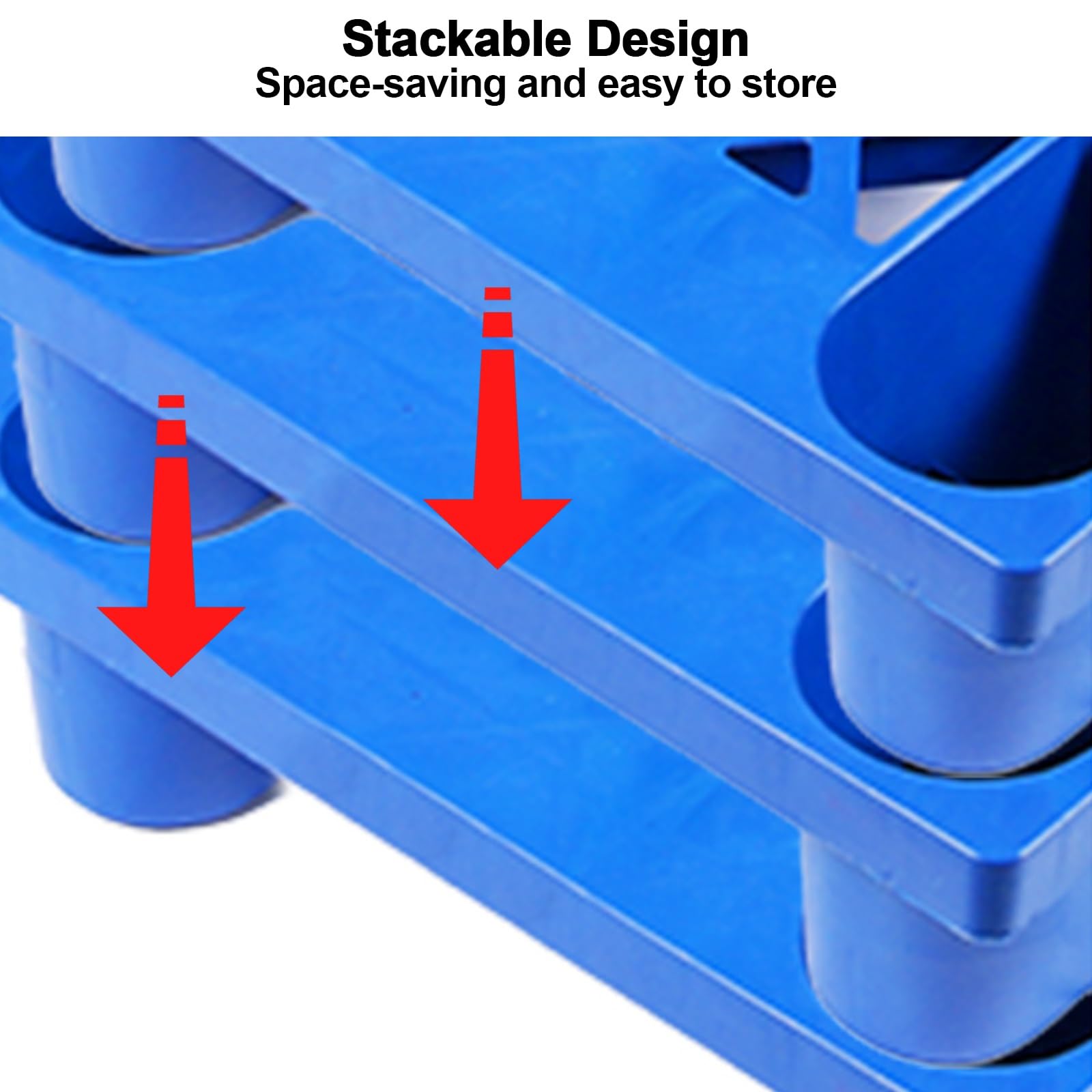 Pallet impilabili in plastica HDPE per cantina, capacità di carico 500 kg, design cavo traspirante, ideale per supermercati e magazzini (blu, 40 x 30 x 10 cm)