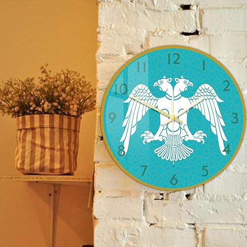 Miniatura 7 de The Geeky Days Reloj de pared de cuarzo silencioso de 12 pulgadas, selyúcida con diseño de águila de doble cabeza, diseño de impresión acrílica,