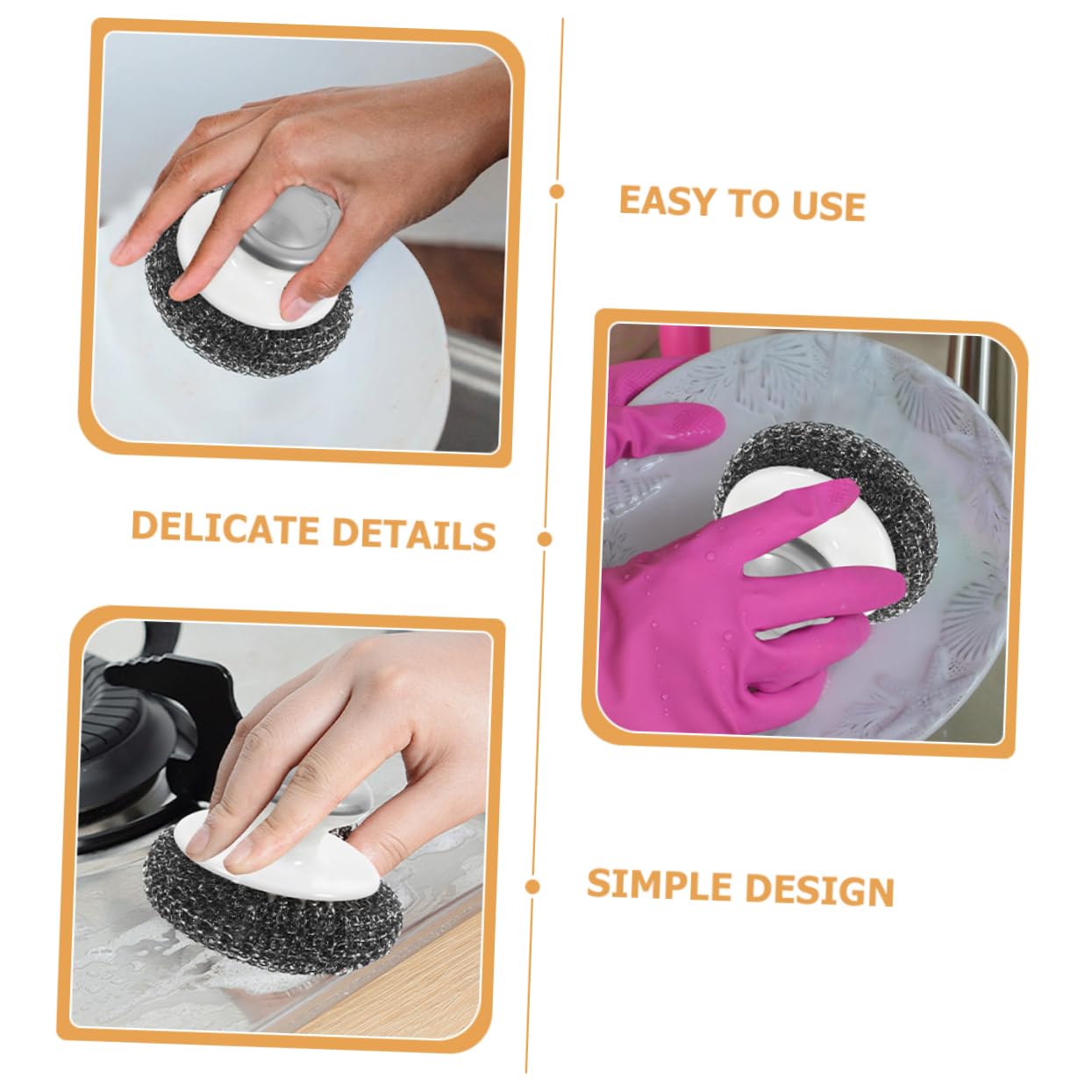 MAGICLULU 5 Sätze Spülbürste Kitchen Brush Küchenschwamm Geschirrspülzubehör Reinigungsbürsten Scrub Dish Brush Spülbeckenbürste Bürste Zum Geschirrspülen Topfreinigungskugel Pp 3 Stück * 5
