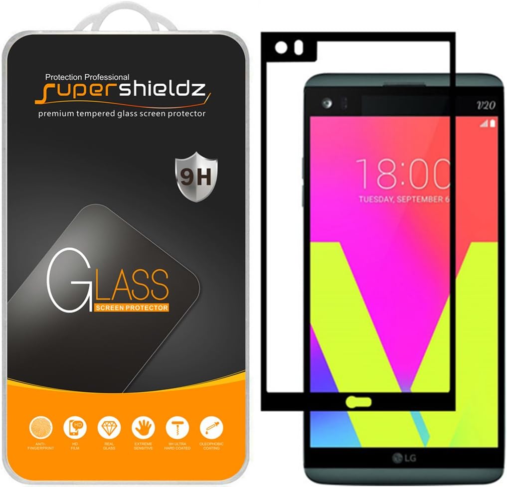 Supershieldz Designed for LG V20 Tempered Glass Screen Protector, (Full Screen Coverage) Anti Scratch, Bubble Free (Black)