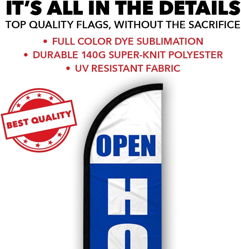 Infinity Republic - Open House (Blue & White) Windless Full Sleeve Banner Swooper Flag - Perfect for Property Management, Apartments, Realtor Agency etc!