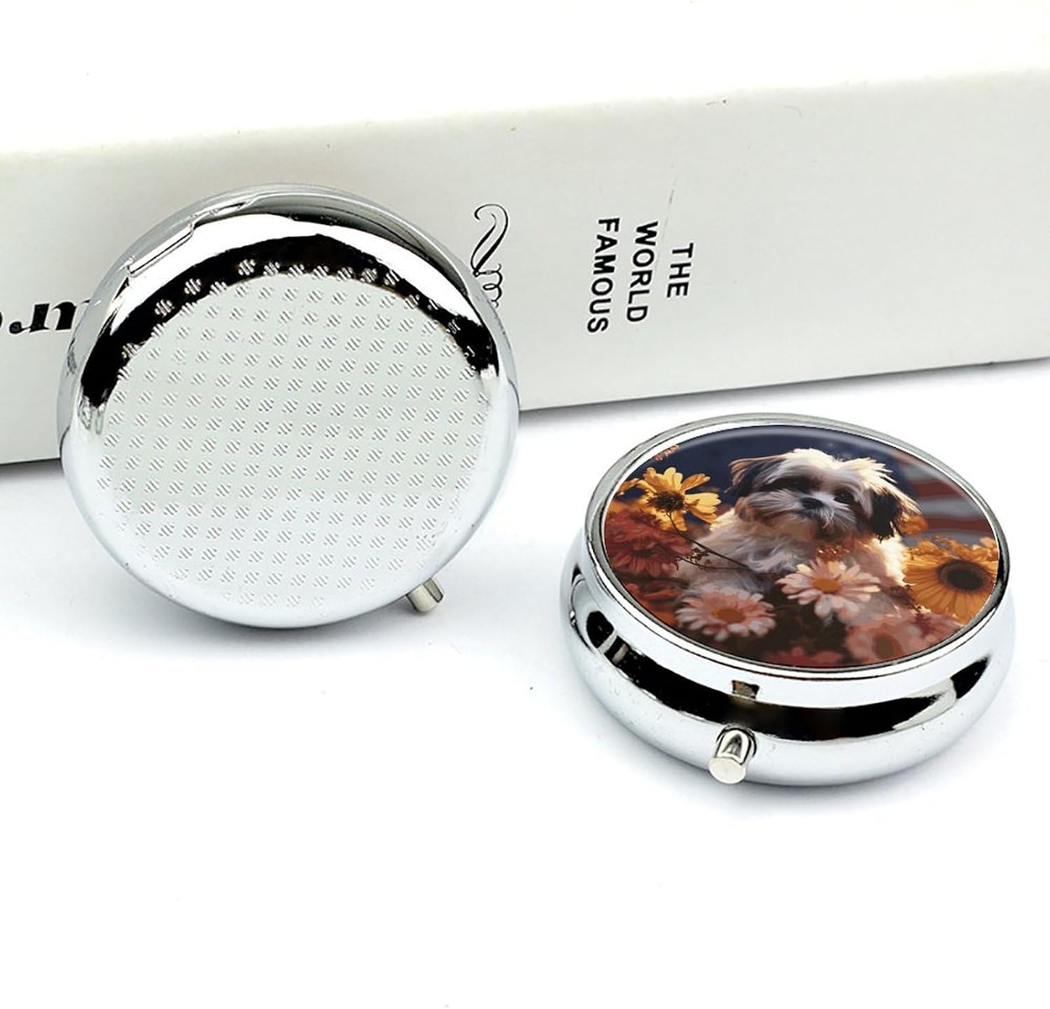Round Pill Box, 3 Compartment Small Pill Case for Pocket Purse image 5