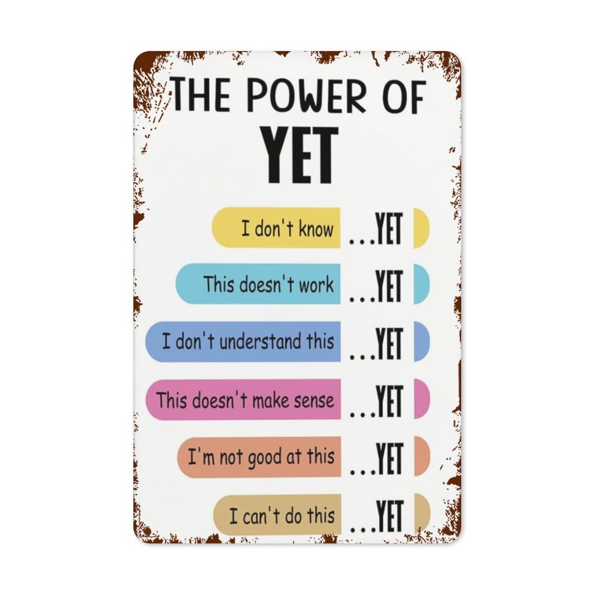 Kwqdozf As Pic The Power Of Yet Metal Tin Sign – Inspirational Growth Mindset Classroom Wa