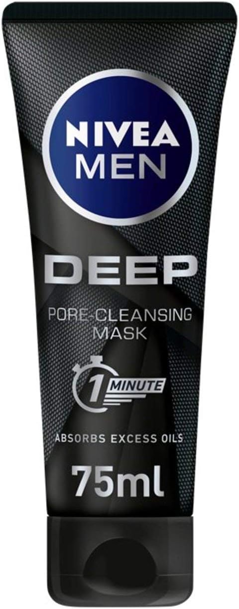 NIVEA MEN Face Mask, DEEP 1 Minute Pore-Cleansing Mask with Black Carbon, 75ml