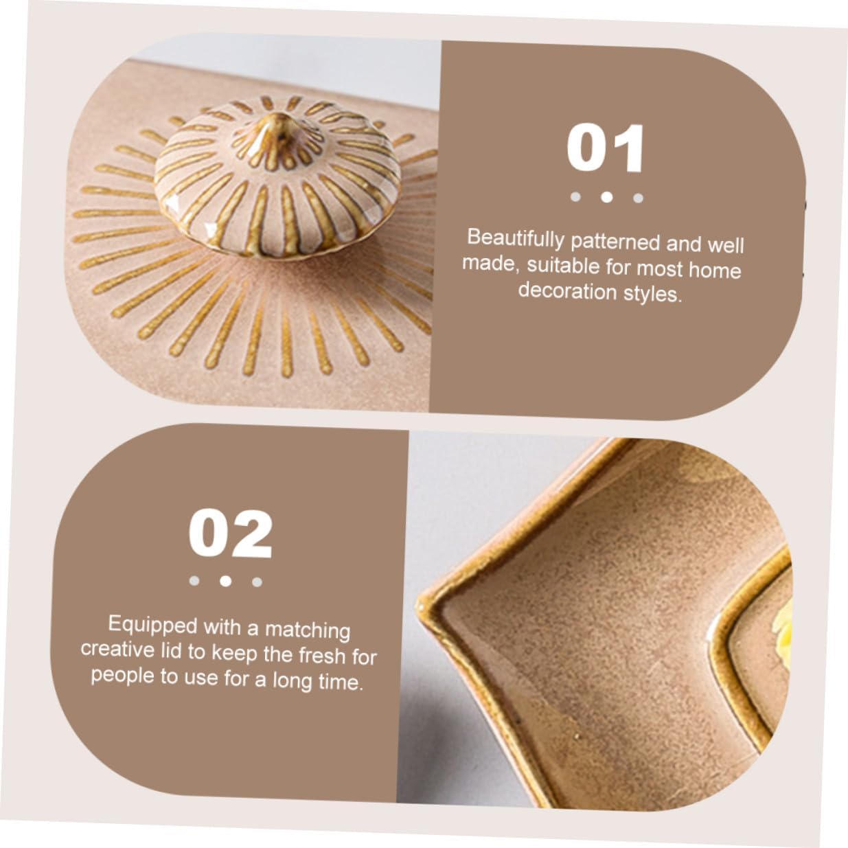 Ceramic Butter Container with Chic Design and Sturdy Construction Practical Food Serving Dish for Butter Cheese Cakes and Desserts for Kitchen and Home Use