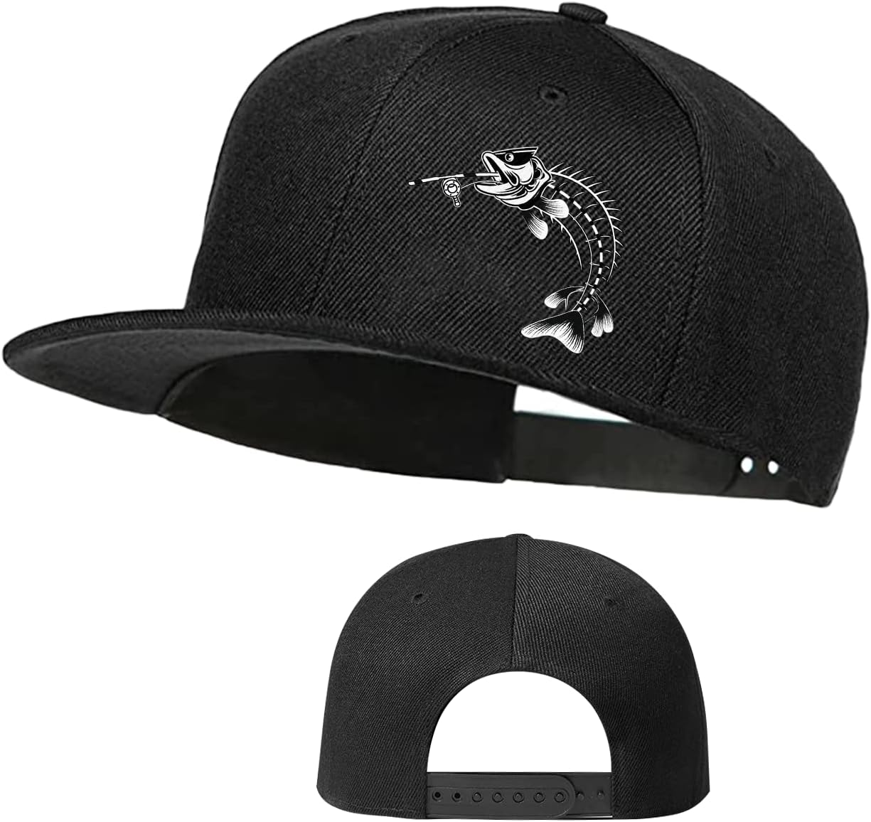 Skull Finger Flat Bill Hats for Men Black Mens Snapback Hat Baseball Cap Fitted Hat Rock N Roll Skeleton Hand Snap Backpack