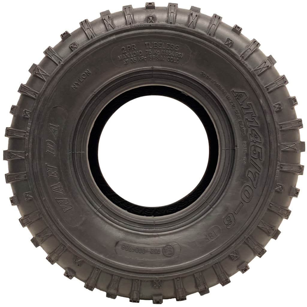 Parnells - 4 Jeux de Pneus Tubeless ATV Knobby, 145/70-6 - 2 Plis P319 Wanda, Diamètre 355 mm, Largeur 140 mm, 75 kg - pour Roues de Remorque Quad, 50 cc 90 cc 110 cc, Marquage E, Légal sur la Route