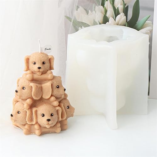 Miniatura 3 de Molde de vela de perro apilable 3D, molde de silicona con pirámide de animales para fondant, chocolate, decoración de pasteles, velas, jabón,