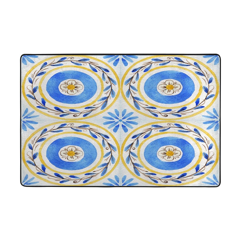 Tapis de sol super doux en velours jaune et bleu pour une chambre cocooning chic