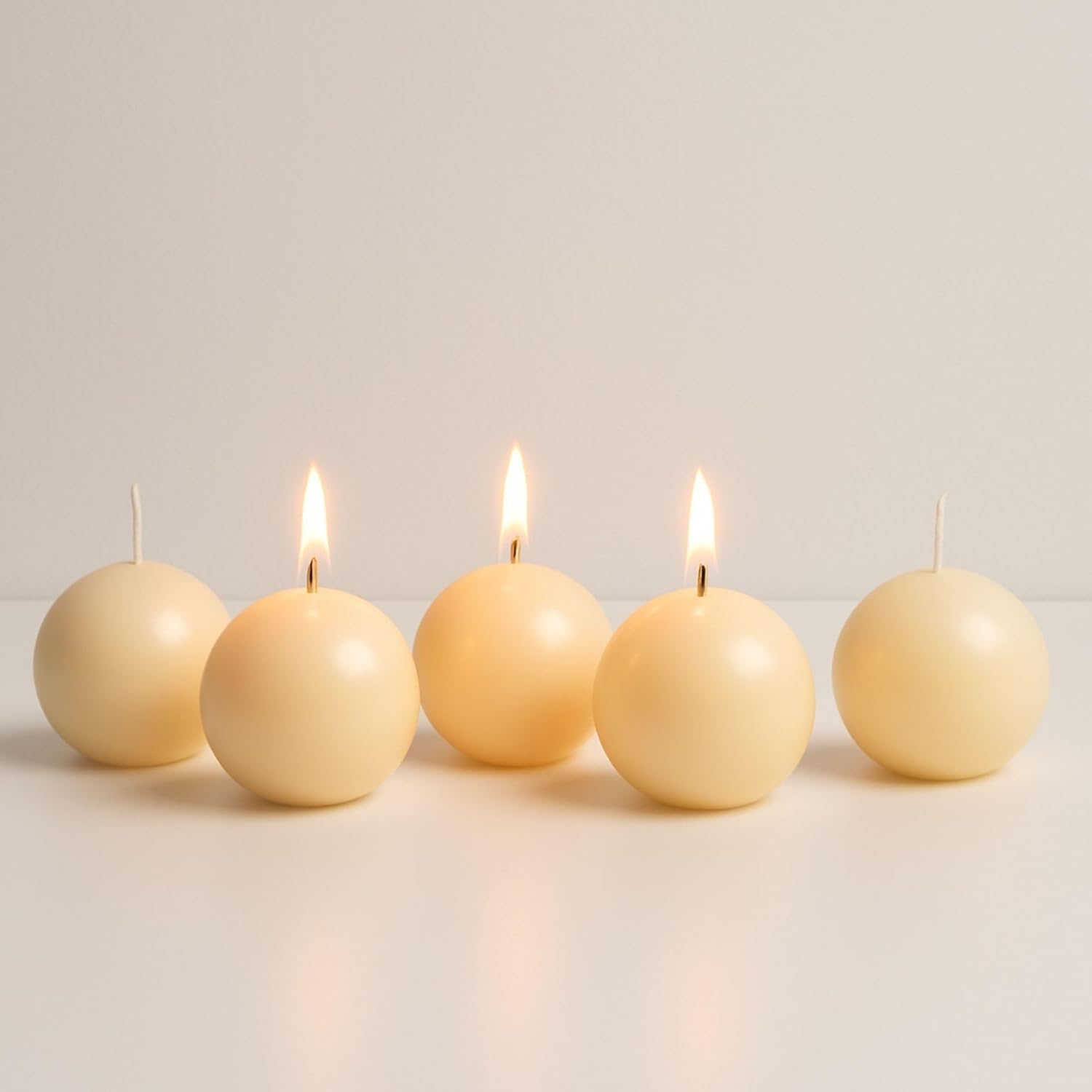 Biedermann & Sons 2-1/2-Inch Round-Shaped Ball Candles Champagne, Set of 6