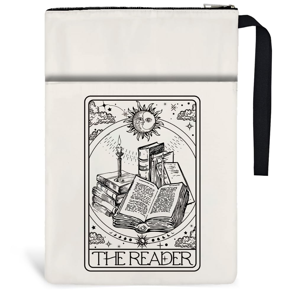 Hobbspring 1pc Paperbacks Book Covers 13.4x9.45 inch The Reader Tarot Card Book Sleeve with Zipper and Front Pocket Bookish Books Protectors for Students Teachers Back to School