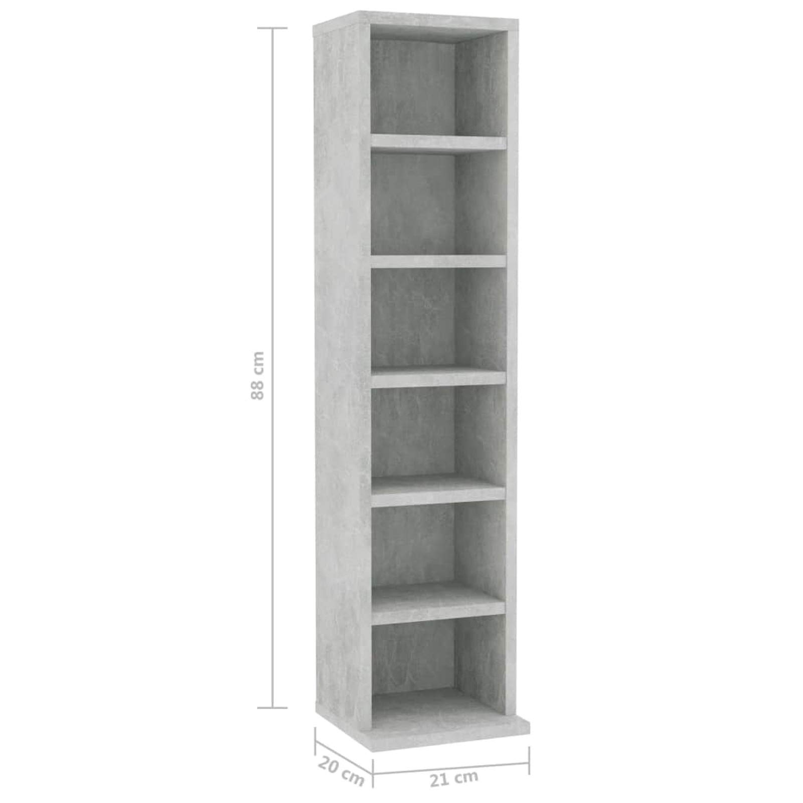 LAPOOH Mobile Porta CD Grigio Cemento 21x20x88 cm in Legno Multistrato,Mobile Porta CD,Porta cd,Scaffalatura per CD(SPU:800355)