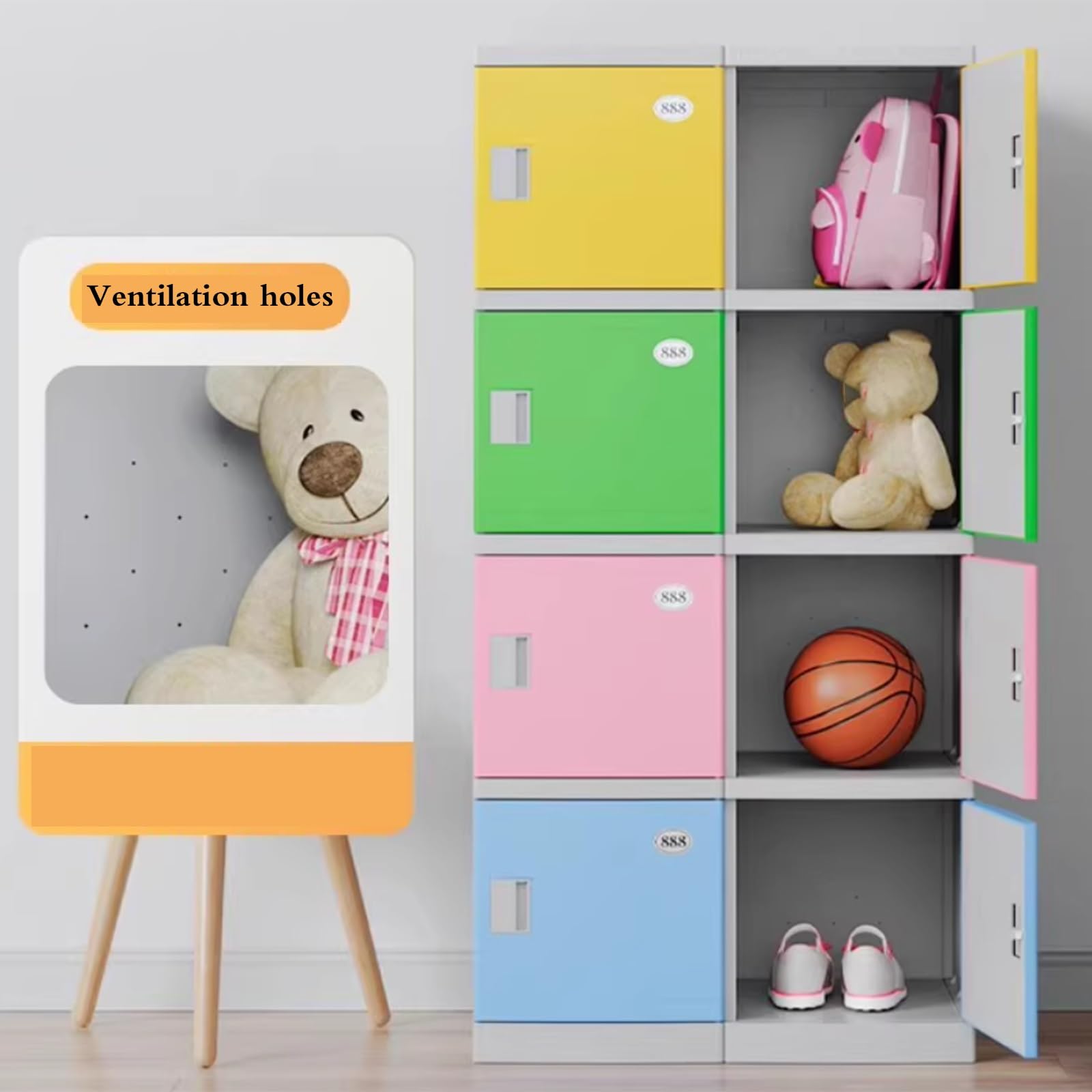 Armadietto Scolastico Con Serratura - Organizer In Plastica Con Sportello E Serratura A Chiave Per Ufficio, Azienda, Aule, Studenti, Zaini, Forniture(Yellow,31 * 30 * 40cm)
