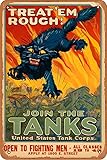 Photo Gallery targa da parete in latta con scritta in inglese "treat em rough! join the tanks" in stile retrò, in metallo, decorazione da appendere, per bar, caffetterie, negozi, casa, cortile, 20,3 x 30,5 cm Photo Gallery targa da parete in latta con scritta in inglese "treat em rough! join the tanks" in stile retrò, in metallo, decorazione da appendere, per bar, caffetterie, negozi, casa, cortile, 20,3 x 30,5 cm
