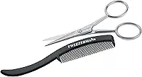 Tesoura de Aço Inoxidável e Pente Para Bigode, Gear, Tweezerman, Cinza/Preto