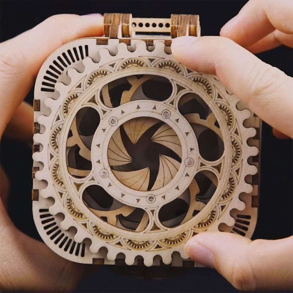 3D drewniane puzzle DIY zestawy do budowania modeli, puzzle, mechaniczna skrzynia na skarby Model DIY łamigłówka projekty dla dorosłych dzieci w wieku 14 lat