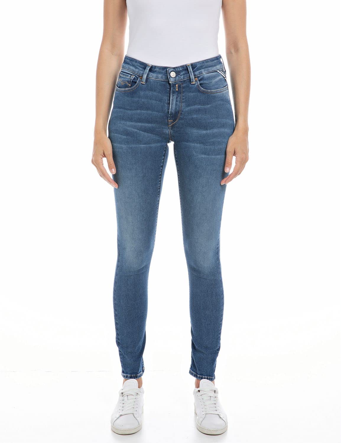 Replay Damen Jeans Luzien Skinny-Fit Hyperflex mit Stretch, Medium Blue 009 (Blau), 25W / 32L