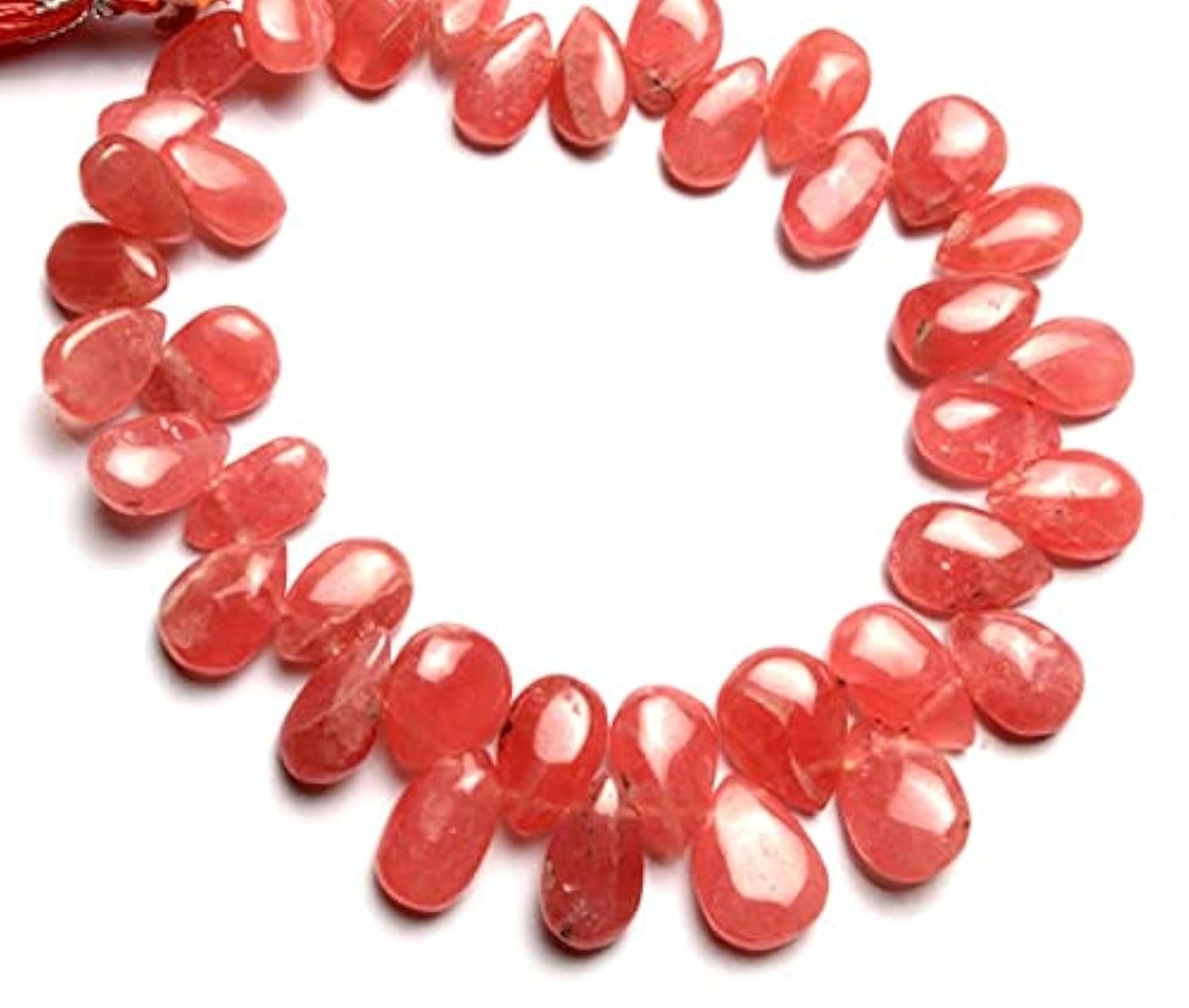 Rhodochrosite précieuse facettée en poire LKBEADS, perles de haute joaillerie 8" avec reflets