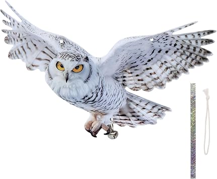 Owl Decoy Scare Birds | Double-Sided Garden Bird Repeller, Bird Scare Hawk Fake Owl, Bird Control Devices Reflective Owl, Scarecrow Owl For Woodpecker, Sound-Emitting Bird Scare Device,