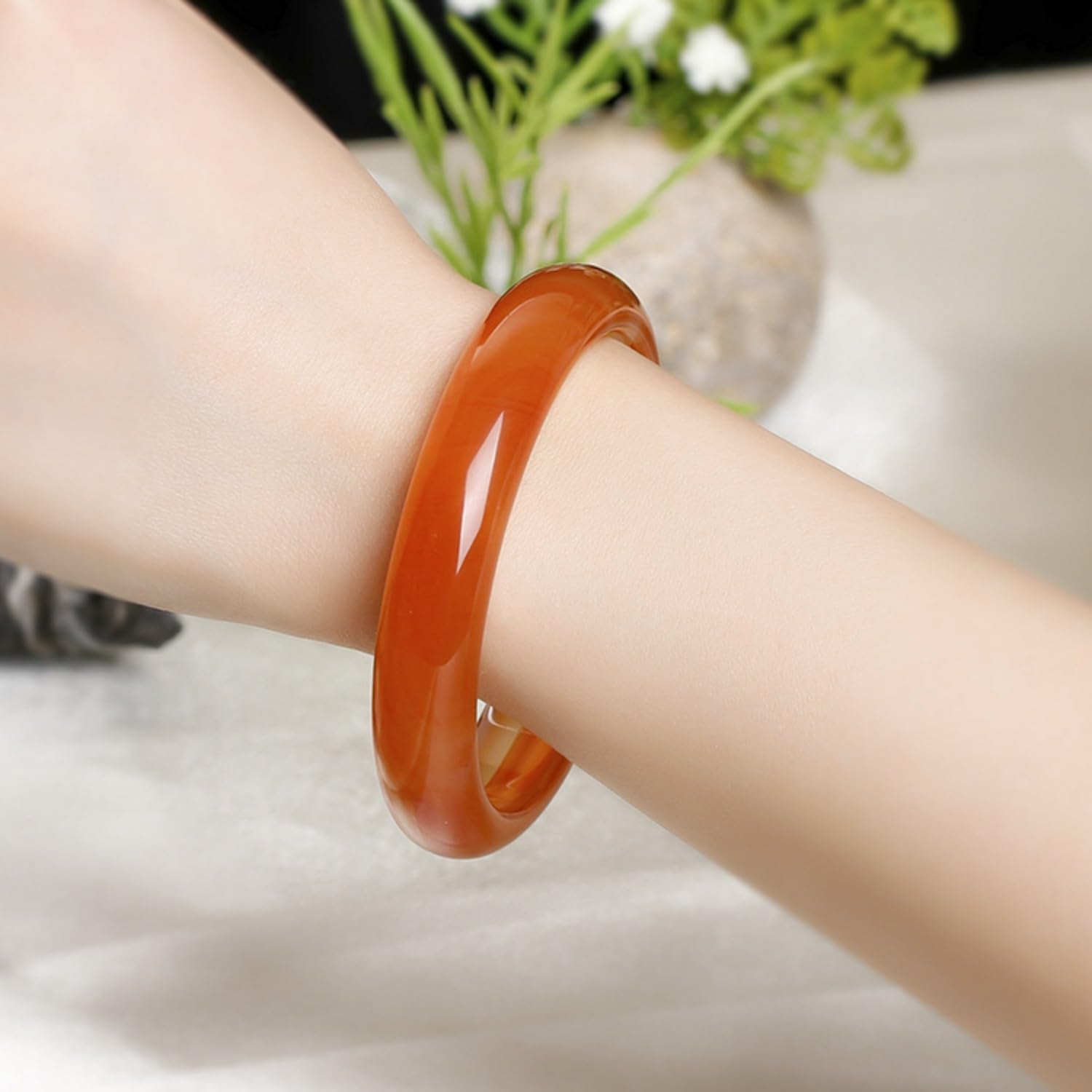 Bracciale di Gemma di gemella Rossa per Le Donne Bangle, Naturale e Delicato, Ottimo per Un Regalo di Mamma