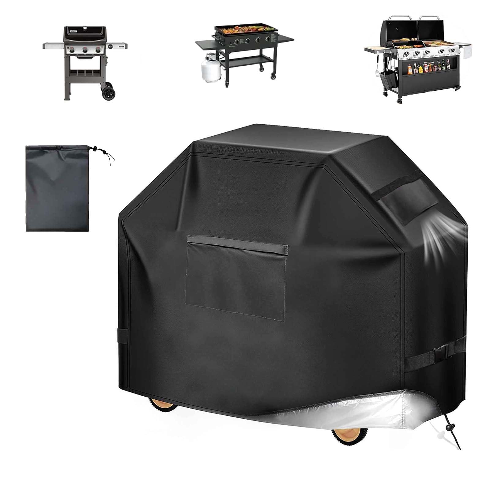 Copertura Barbecue da Esterno, 600D Oxford Telo Copri Barbecue Impermeabile, Resistente ai Raggi UV e agli Strappi, Anti Polvere Neve Pioggia,con Custodia,Nero,191x69x117cm