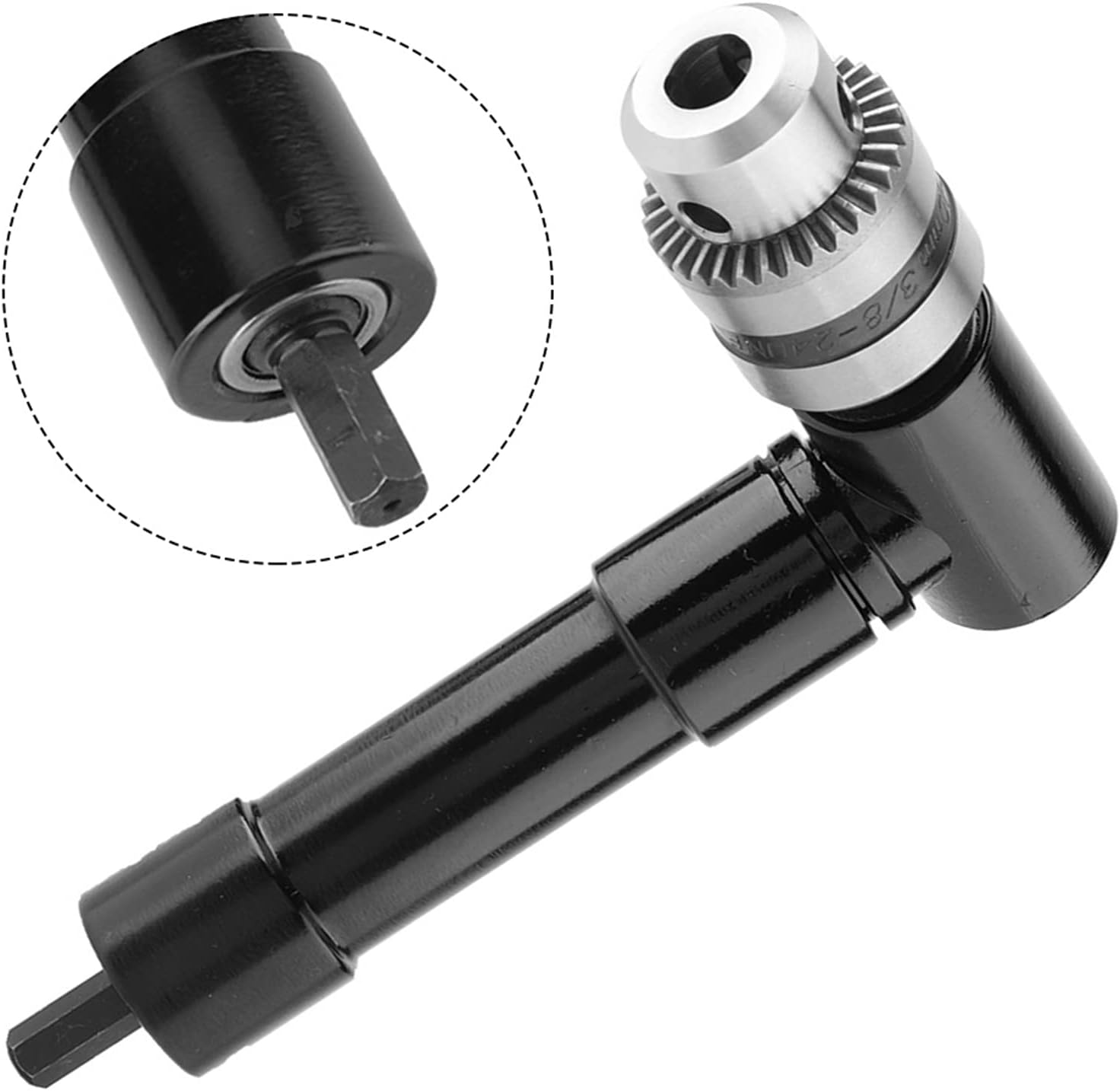 Cordless Right Angle Drill Attachment Adapter 90 Degree Handle Chuck 8mm Hex Shank Power Tool Accessory (Jaw Chuck Range/1.0mm-10mm)