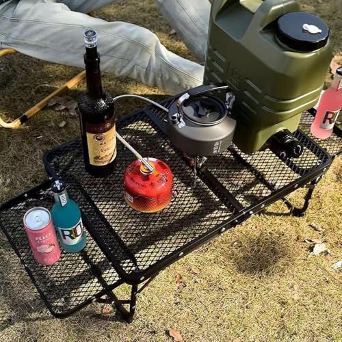 Table de camping pliable en métal avec ailes latérales extensibles - 4