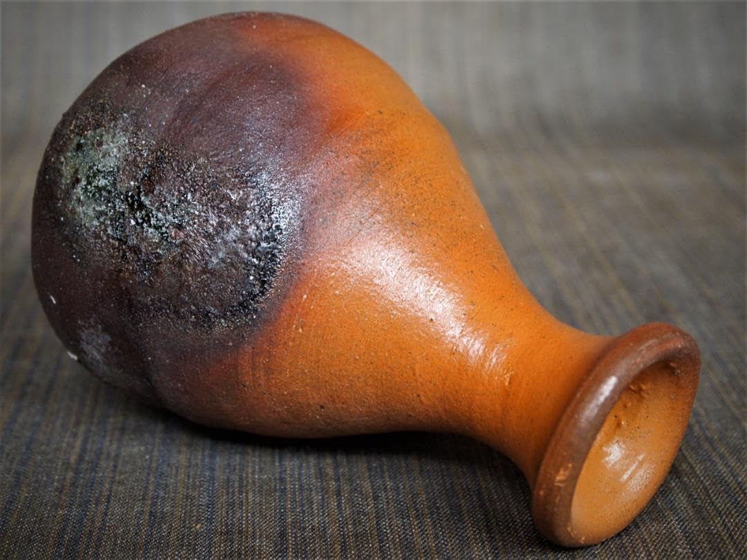 作森岡成好とくり（南蛮窯変徳利）共箱緋色 希少作☆