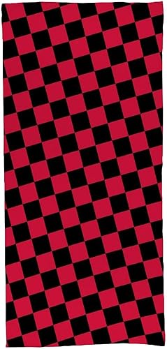 Toalla de playa a cuadros rojos y negros ligeros para piscina, toallas de baño de secado rápido para hombres y mujeres, 27 x 55 pulgadas