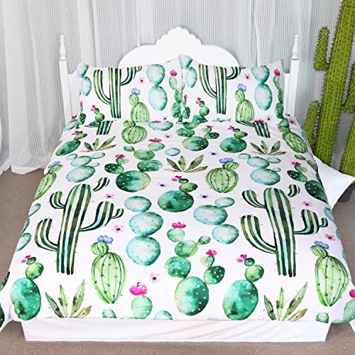 ARIGHTEX Cactus Bedding Cactus Duvet Cover Summer Plant Bed Set Nature Duvet Cover Set Bright Dorm Bedding (Full)