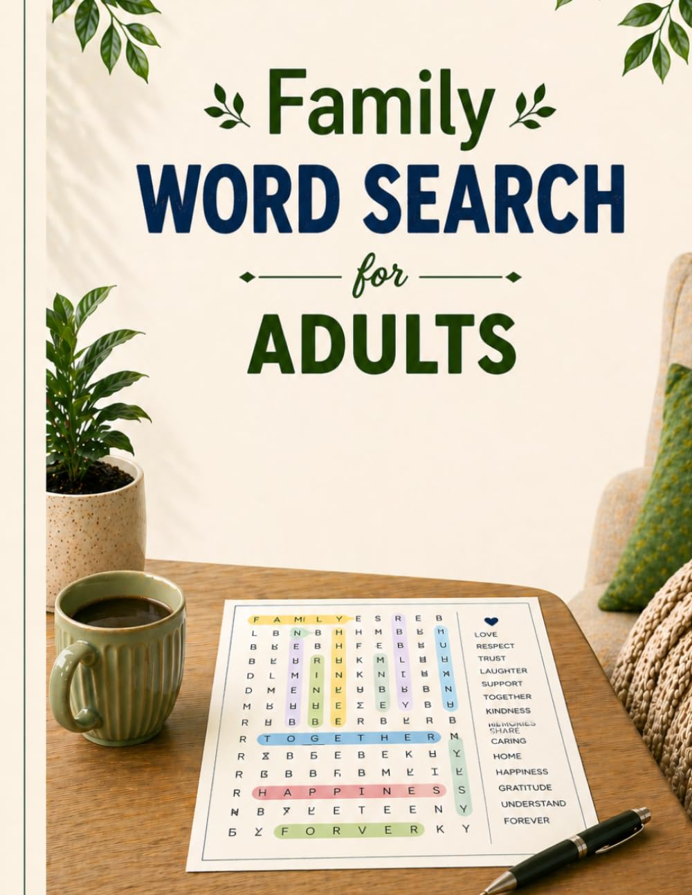 Family Word Search for Adult: 50 Puzzles with 1000 Words for Family Fun