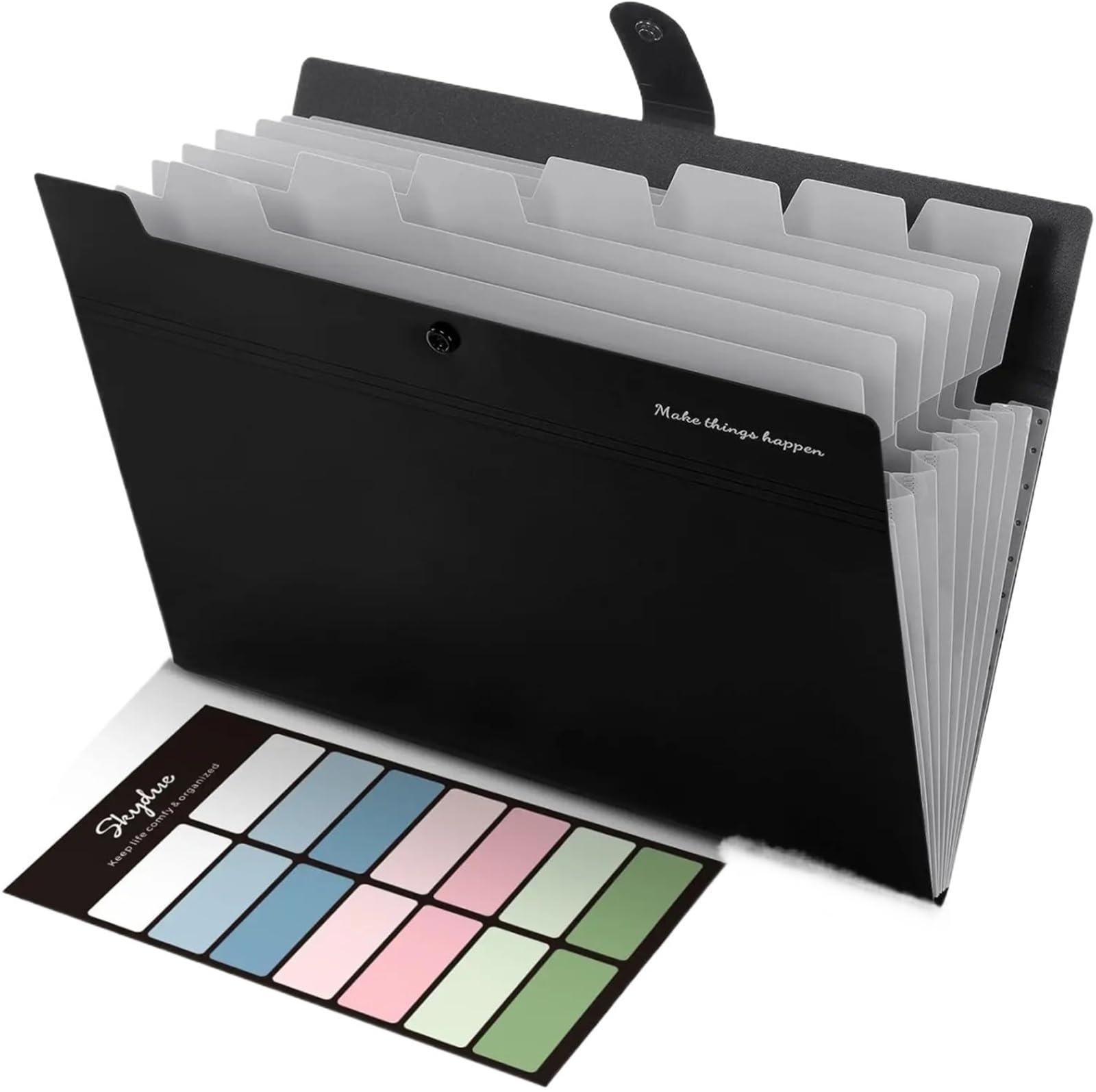 Fächermappe Expanding File Folder Organizer | 8-Pocket Accordion File with Labels, Portable Receipt Bill Document Holder(Black)