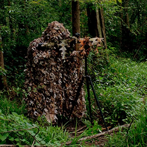 AUSCAMOTEK 3D leafy Poncho Ghillie Suit camouflage cloak Cape for Deer Hunting Brown