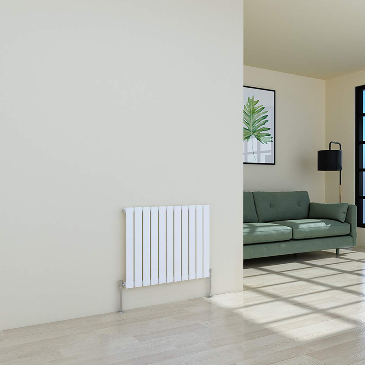 Warmehaus White Horizontal Designer Radiator Flat Panel Modern Heating Single Radiator 600 X 750Mm